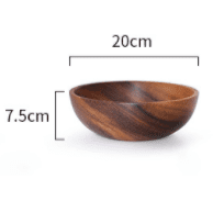 Acacia wooden bowl wooden tableware Brown-20X7.5cm