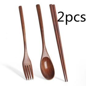 Long Handle Couple Spoon Brown-2PCS