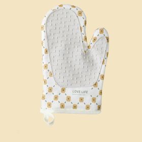 Anti-Scalding Microwave Cotton Non-Slip Insulation Gloves Oven Mitts White-Right