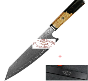 Chef's Knife For Japanese Cuisine In Damascus Black of Tucker Lumber LLC-34.7cm