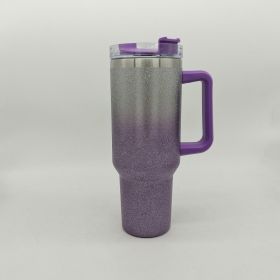 Large Capacity Double-layer Stainless Steel Vacuum Insulation Cup Gradient Purple