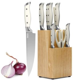 Qulajoy White Knife Set With Block