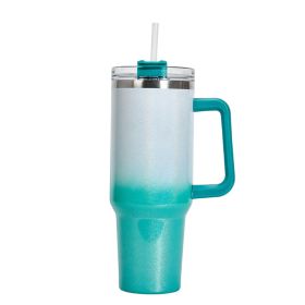 Large Capacity Double-layer Stainless Steel Vacuum Insulation Cup White Green