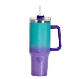 Large Capacity Double-layer Stainless Steel Vacuum Insulation Cup Blue Purple
