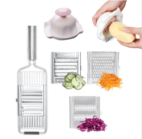 Stainless Steel Grater, Vegetable And Fruit Slicer, Peeler 3sets tools Pink hand guard