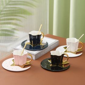 Creative Ceramic Cup With Star And Moon Saucer Four color mixed