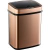 3-Gallon Copper Rose Gold Stainless Steel Trash Can with Motion Sensor Lid