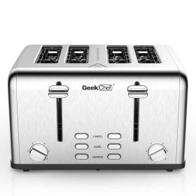 mToaster 4 Slice, Geek Chef Stainless Steel Extra-Wide Slot Toaster