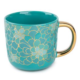 Thyme & Table Stoneware Coffee Mug, Teal Succulent, 16 fl oz