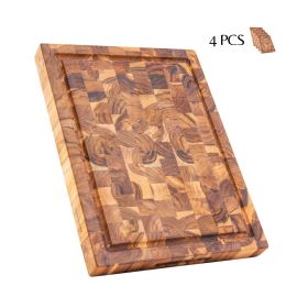 BEEFURNI Teak Cutting Board Endgrain Small Size 16x12x1.45 inches (4PCS)