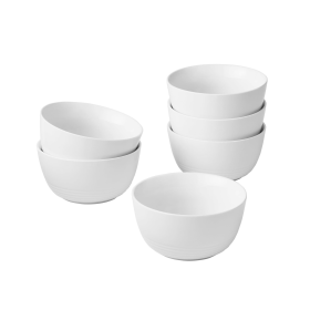 Better Homes & Gardens Round Ribbed Bowls, White Porcelain, Set of 6