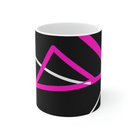 Decorative Ceramic Coffee Mug 15oz, Black And Pink Geometric Pattern