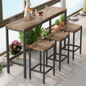 Modern Design Kitchen Dining Table, Pub Table, Long Dining Table Set with 3 Stools, Easy Assembly, Natural (W75753848)