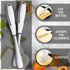 Stainless Steel Butter Spreader Knife With Handle, 3 In 1