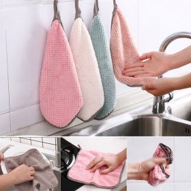 Kitchen daily dish towel;  dish cloth;  kitchen rag;  non-stick oil;  thickened table cleaning cloth;  absorbent scouring pad (Color: 25x25cm pink, size: 5PC)