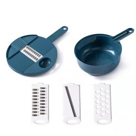 1pc Multifunctional Vegetable Cutter, Potato Shredded Grater, 3 Blades Or 6 Blades For Choose 11in*7.2in (Color: Blue--Three Blades)