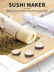 Quick Sushi Maker Roller Rice Mold Vegetable Meat Rolling Gadgets DIY Sushi Device Making Machine Kitchen Ware (Color: White)