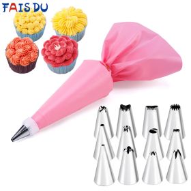 6-24 Pcs Set Pastry Bag and Stainless Steel Cake Nozzle Kitchen Accessories For Decorating Bakery Confectionery Equipment (Color: 6pcs SET1 White)