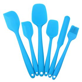 6pcs Silicone Kitchenware Set; Kitchen Supplies; Baking Supplies; Large Scraper; Spatula; Baking Tools; Cake Cream Spatula; Kitchen Tool Set (Color: 6PCS Blue)