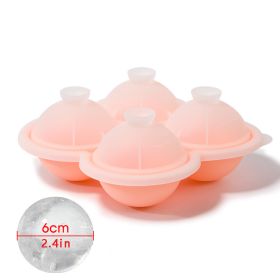 1pc Ice Cube Trays; Large Silicone Ice Cubes Mold; Ice Ball Maker; Round Ice Mold; Easy-Release; No Leakage; For Whiskey; Cocktail; Juice; Party (Color: 4 ice hockey with funnel - pink)