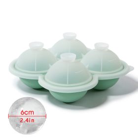 1pc Ice Cube Trays; Large Silicone Ice Cubes Mold; Ice Ball Maker; Round Ice Mold; Easy-Release; No Leakage; For Whiskey; Cocktail; Juice; Party (Color: 4 ice hockey with funnel - green)