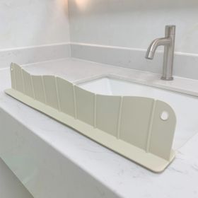 1pc Silicone Sink Faucet Mat Splash Guard; Kitchen Sink Draining Pad Behind Faucet Dish Drying Mat For Countertop; Bathroom; Farmhouse (Color: Beige, size: L(splash Guard))