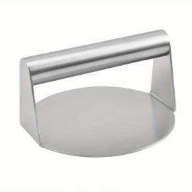 1pc; Burger Press; 304 Stainless Steel Meat Press; Round Or Square Burger Smasher; Grill Press Perfect For Kitchen Accessories; Home Kitchen Items (Material: All Steel Round Meat Press)