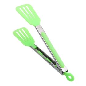 1pc Cross-border Exclusively For 9-inch Nylon Square Head Food Clip Barbecue Clip Flat Clip Bread Clip Stainless Steel Food Clip (Color: Green)