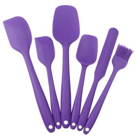 6pcs Silicone Kitchenware Set; Kitchen Supplies; Baking Supplies; Large Scraper; Spatula; Baking Tools; Cake Cream Spatula; Kitchen Tool Set (Color: 6PCS Purple)