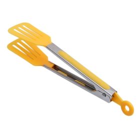 1pc Cross-border Exclusively For 9-inch Nylon Square Head Food Clip Barbecue Clip Flat Clip Bread Clip Stainless Steel Food Clip (Color: Yellow)